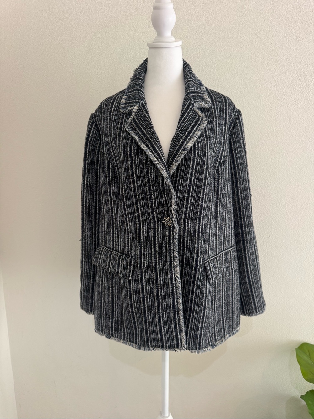 Chico's Dark Navy & Silver Blazer Jacket